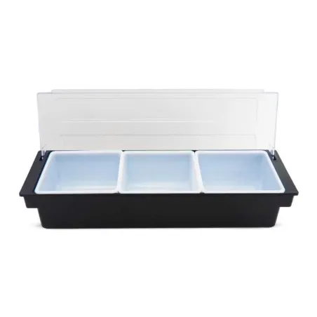 Porta Condimentos de Plastico de 3 Compartimientos de Color Negro MASTER CHEF CH3003