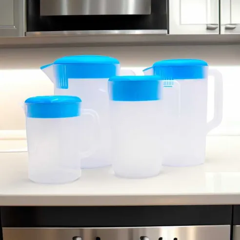 Pichel para Agua de Polipropileno Transparente con Tapa Azul de 2400 Mililitros MASTER CHEF 1024