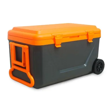 Hielera Plastica con Rueda de 45 Litros Color Gris y Anaranjado POLARPOD HR45