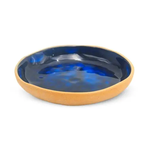 Plato de Ceramica Redondo de 13.5 Centimetros de Color Azul RUSTIC 20721-B