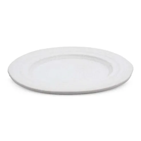 Plato de Ceramica Redondo de Borde Ancho de 27 Centimetros de Color Blanco RUSTIC 20592