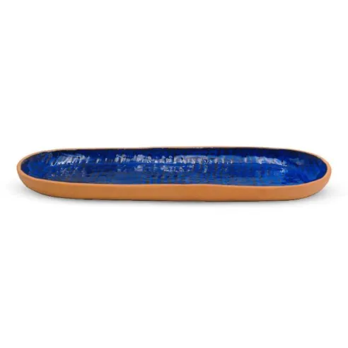 Plato de Ceramica Ovalado Coupe de 33 x 12.5 Centimetros de Color Azul RUSTIC 20765-B