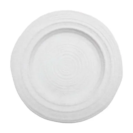 Plato de Ceramica Redondo de Borde Ancho de 23 Centimetros de Color Blanco RUSTIC 20575