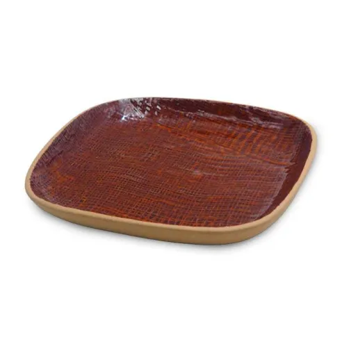 Plato de Ceramica Cuadrado Coupe de 15 Centimetros de Color Cobre RUSTIC 20760-C
