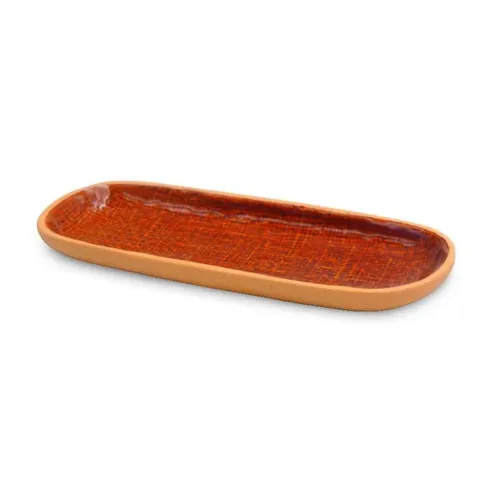 Plato de Ceramica Ovalado Coupe de 25.5 x 9.5 Centimetros de Color Cobre RUSTIC 20764-C