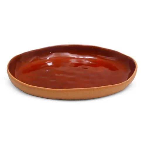 Plato de Ceramica Ovalado Coupe de 21.5 x 17 Centimetros de Color Cobre RUSTIC 20737-C