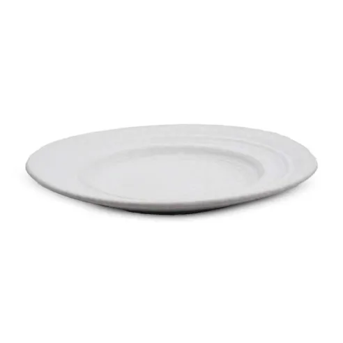 Plato de Ceramica Redondo de Borde Ancho de 20 Centimetros de Color Blanco RUSTIC 20591