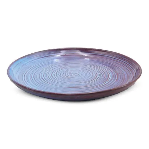 Plato de Ceramica Redondo Coupe de 21 Centimetros de Color Azul RUSTIC 22350-B