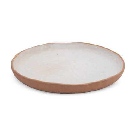 Plato de Ceramica Redondo de 22 Centimetros de Color Blanco RUSTIC 20723-W