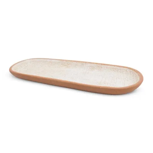 Plato de Ceramica Ovalado Coupe de 25.5 x 9.5 Centimetros de Color Blanco RUSTIC 20764-W