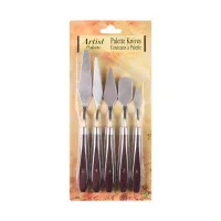 Espatulas de Acero Inoxidable Decorativas con Mango de Madera, Set de 5 Unidades MASTER CHEF 0761079