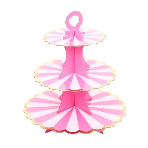 Base de Display para Cupcakes de Carton de 3 Niveles de Color Rosado MASTER CHEF 0761085