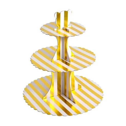 Base de Display para Cupcakes de Carton de 3 Niveles de Color Dorado MASTER CHEF 0761087