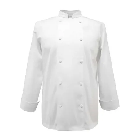Gabacha de Manga Larga Cruzada con Botones para Chef de Color Blanco Talla XXL CHECKEDOUT CU104C0200F-XXL