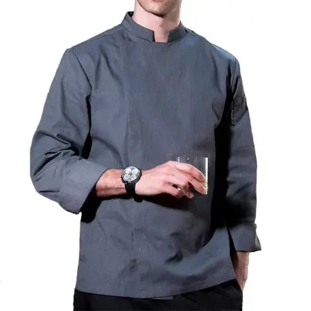 Gabacha de Manga Larga para Chef de Color Negro Talla XL CHECKEDOUT CU155C5900A-XL