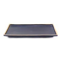 Plato de Melamina Rectangular de 26 x 13 x 2.6 Centimetros de Color Negro MASTER CHEF E228 BLACK