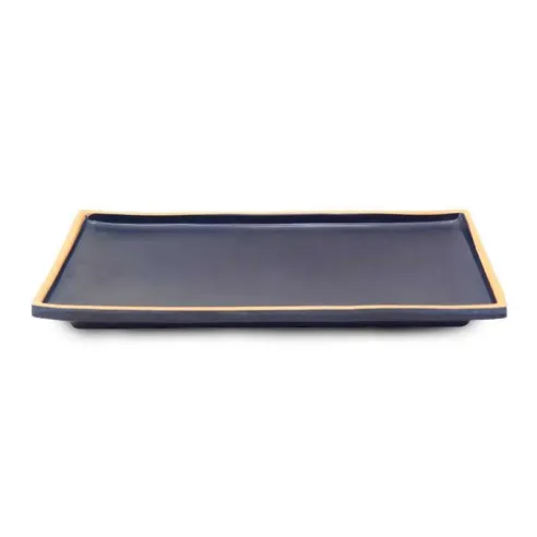 Plato de Melamina Rectangular de 26 x 13 x 2.6 Centimetros de Color Negro MASTER CHEF E228 BLACK