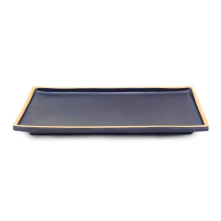 Plato de Melamina Rectangular de 26 x 13 x 2.6 Centimetros de Color Negro MASTER CHEF E228 BLACK
