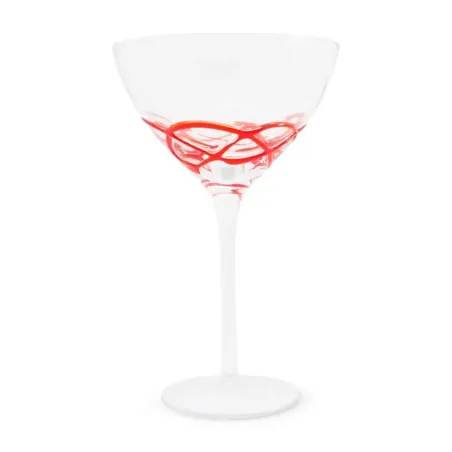 Copa para Margarita con Decoracion Rojo, Set de 4 Unidades VETRO DHD-004/HJ
