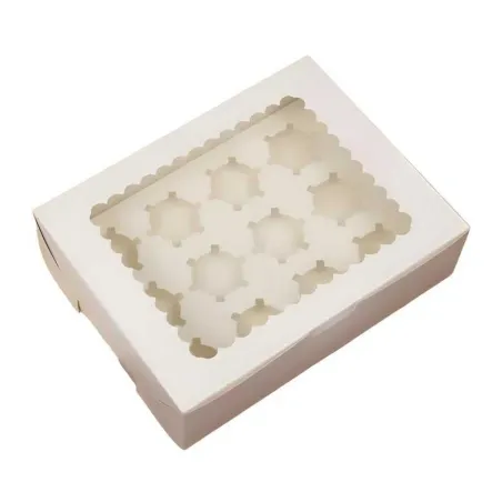 Caja Porta Cupcake de 12 Cavidades 32.5 x 25 x 9 Centimetros Blanco MASTER CHEF 0761106