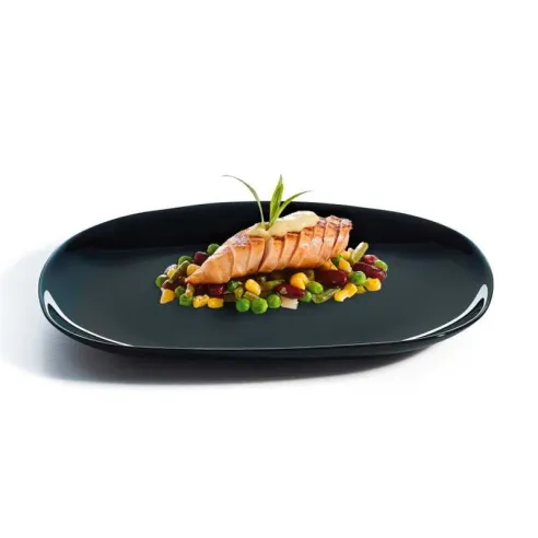 Plato de Vidrio Ovalado Evolutions de 28 x 23 Centimetros de Color Negro ARCOROC P1137