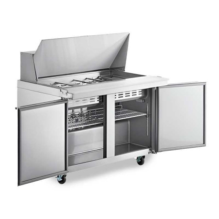 Mesa de Preparacion Mega Top con 2 Puertas de Acero Inoxidable 120 Centimetros U-STAR SCLM2-E-HC