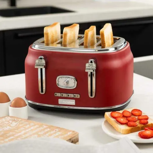 Tostador Retro de 4 Rebanadas  Color Rojo WESTINGHOUSE WKTT809RD