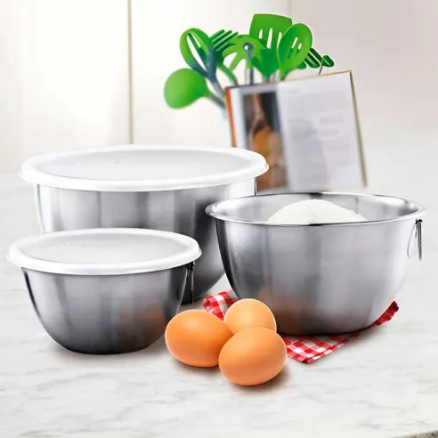Bowl para Mezclar de Acero Inoxidable, Set 3 Unidades TOVOLO 81-1947C