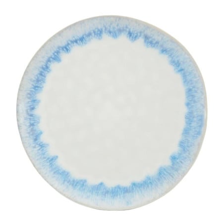 Plato Redondo de Ceramica 28 Centimetros Blanco con Azul BELLARTE LDX-P00087