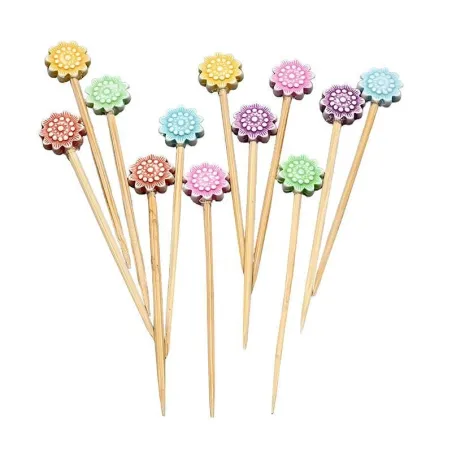 Pincho de Bambu con Flores de 9 Centimetros, Paquete de 50 Unidades TIPS ARK25-32