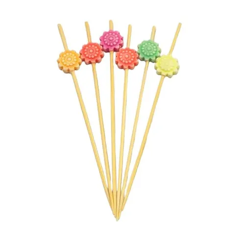 Pincho de Bambu con Flores de 9 Centimetros, Paquete de 50 Unidades TIPS ARK25-32