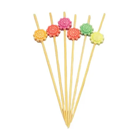 Pincho de Bambu con Flores de 9 Centimetros, Paquete de 50 Unidades TIPS ARK25-32