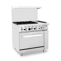 Cocina de 4 Quemadores con Horno y Plancha de 12 Pulgadas QUANTUM PRO EC-4-12GH