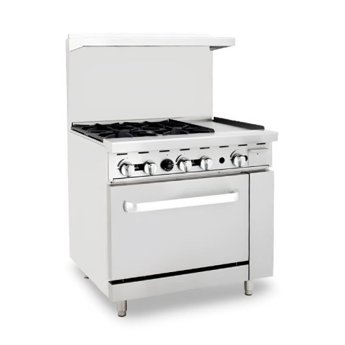 Cocina de 4 Quemadores con Horno y Plancha de 12 Pulgadas QUANTUM PRO EC-4-12GH