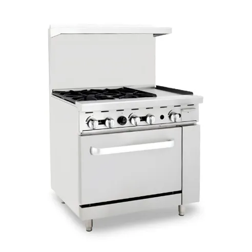 Cocina de 4 Quemadores con Horno y Plancha de 12 Pulgadas QUANTUM PRO EC-4-12GH