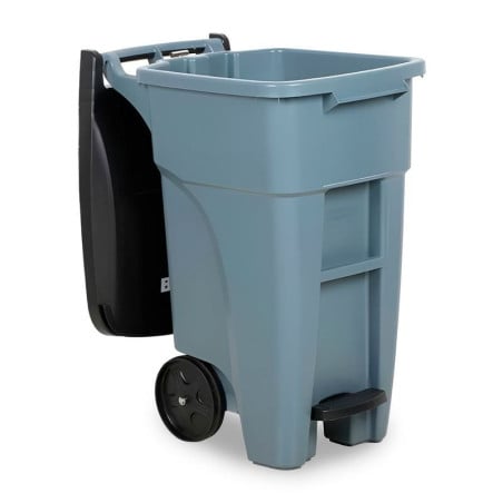 Baurero Rollout de 50 Galones con 2 Ruedas y Pedal, Color Gris RUBBERMAID 1971956