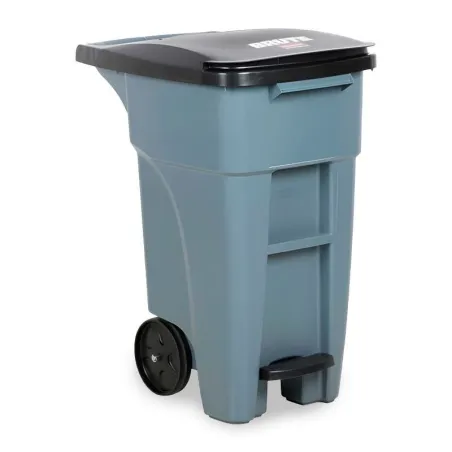 Baurero Rollout de 50 Galones con 2 Ruedas y Pedal, Color Gris RUBBERMAID 1971956