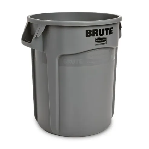 Basurero Brute Redondo de 10 Galones, Color Gris  RUBBERMAID FG261000GRAY