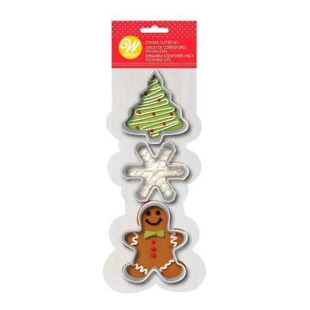 Cortadores para Galletas de Arbol, Copo de Nieve y Muneco de Jengibre, Set de 3 Unidades WILTON 191011183