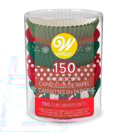 Capsulas para Cupcakes Estandar Surtidas Navidenas, Paquete de 150 Unidades WILTON 191011215