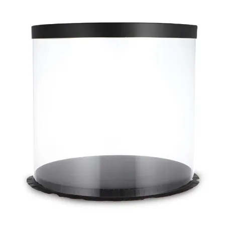 Caja Porta Queque Redonda Negra de 22 x 22 x 16 Centimetros MASTER CHEF 0761095