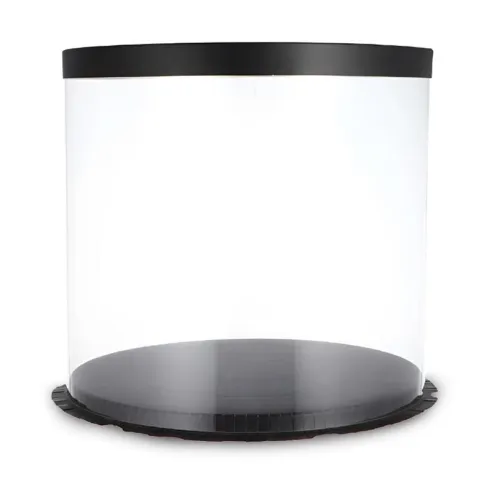 Caja Porta Queque Redonda Negra de 26 x 26 x 18 Centimetros MASTER CHEF 0761096
