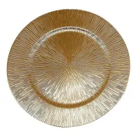 Plato Base Redondo de Borde Ancho 33 Centimetros Dorado TIPS 24B13-03