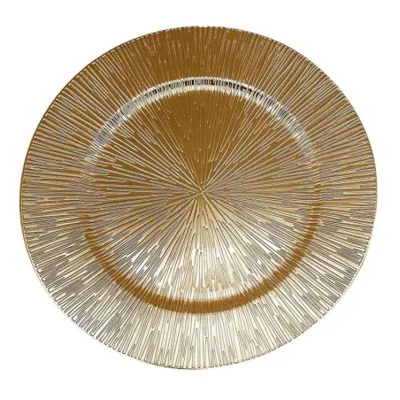 Plato Base Redondo de Borde Ancho 33 Centimetros Dorado TIPS 24B13-03