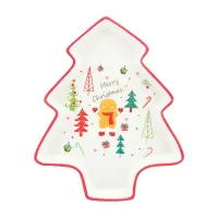 Plato de Ceramica Forma de Arbol Navideno 28 x 13 Centimetros TIPS 24D05-10