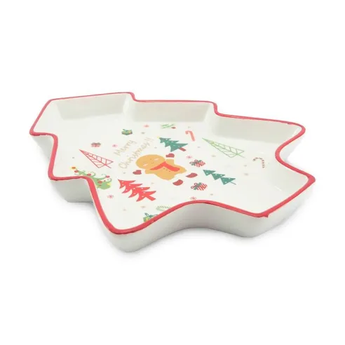 Plato de Ceramica Forma de Arbol Navideno 28 x 13 Centimetros TIPS 24D05-10
