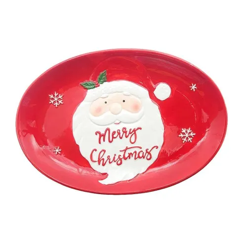 Plato Ovalado Coupe Navideno de Ceramica 26 Centimetros TIPS 24D05-16