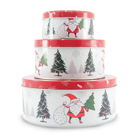 Caja Redonda Navidena de Metal, Set de 3 Unidades TIPS 24D12-17