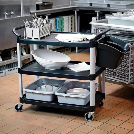 Carrito Utilitario Abierto, Color Negro RUBBERMAID FG409100BLA