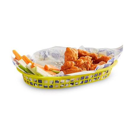Canasta Ovalada Plastica para Comida Rapida, 10.5 x 7 Pulgadas, Color Amarillo THUNDER PLBK1034Y